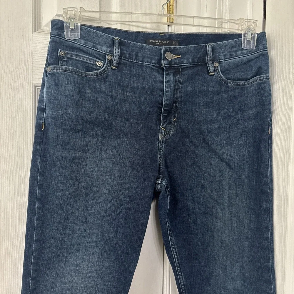 Banana Republic Mens Slim Fit Straight Jeans Stretch Denim 34 x 29 Blue Med Wash